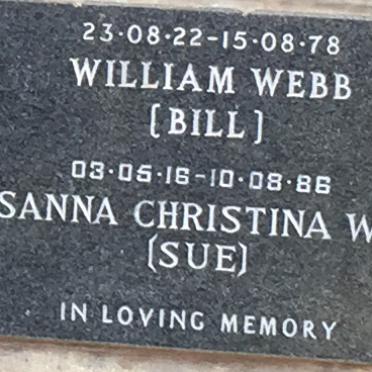 WEBB William 1922-1978 &amp; Susanna Christina 1916-1986