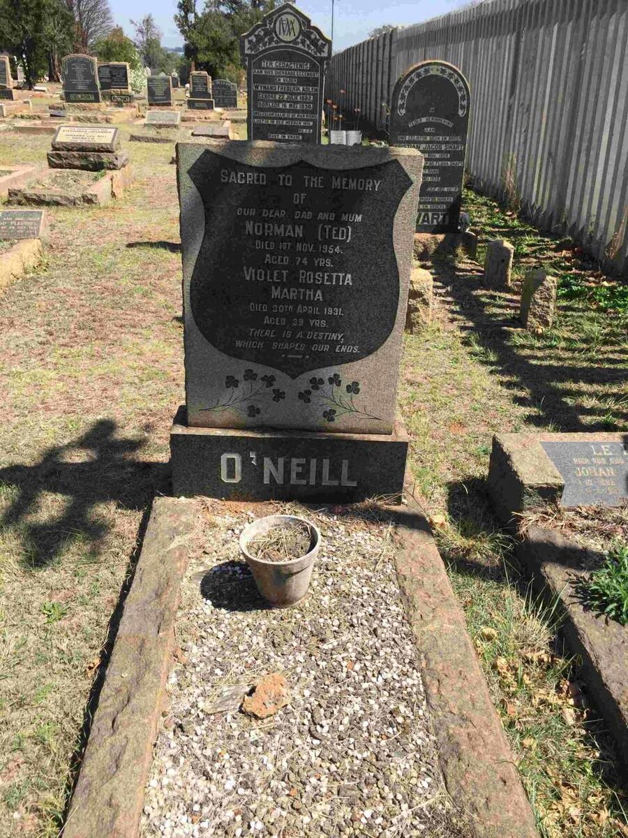 O'NEILL Norman -1954 &amp; Violet Rosetta Martha -1931