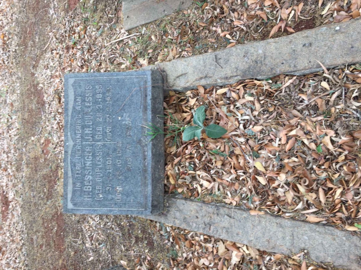 PLESSIS J.H., du 189?-195? :: BESSINGER H. nee DU PLESSIS 1901-191?