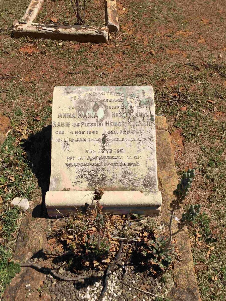 RABIE Hermanus Hendrik &amp; Anna Maria DU PLESSIS 1863-1934