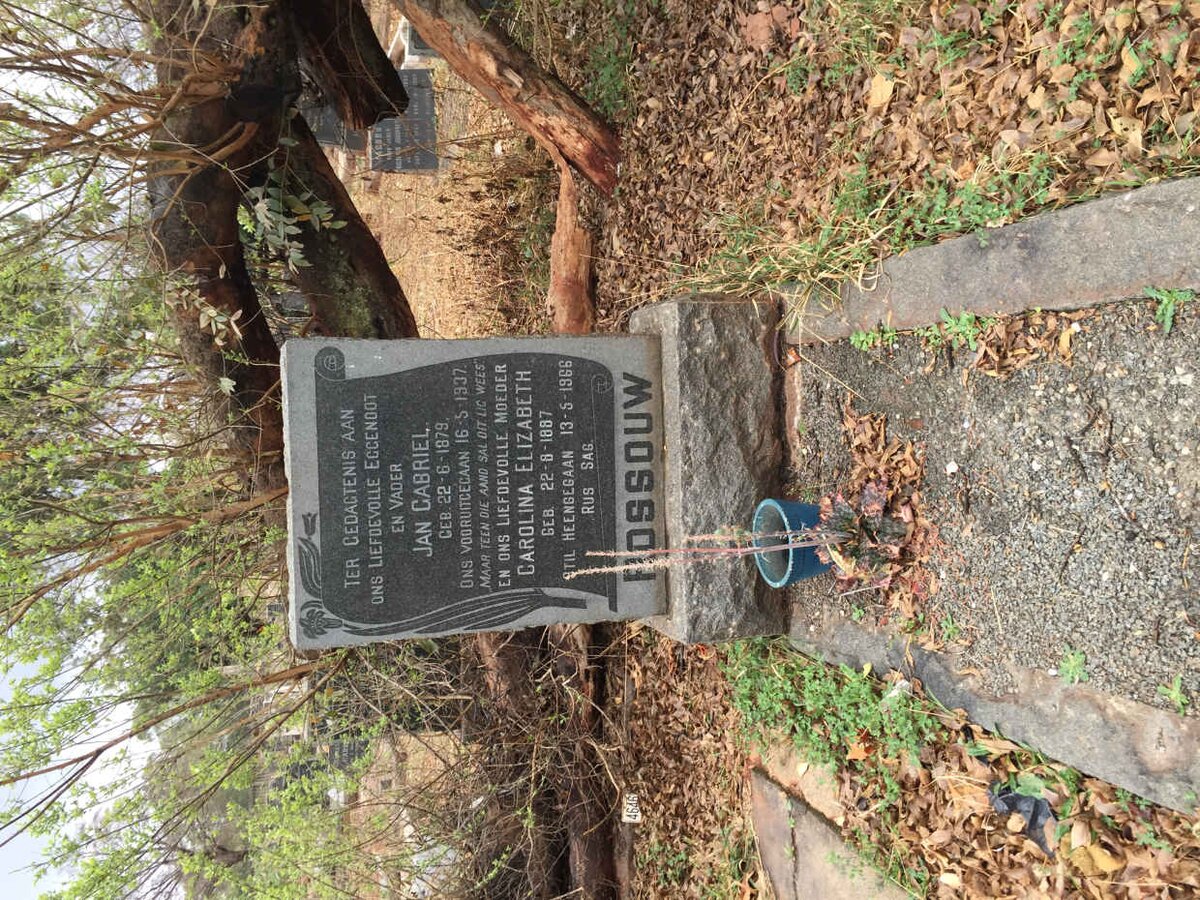 ROSSOUW Jan Gabriel 1879-1937 &amp; Carolina Elizabeth 1887-1966