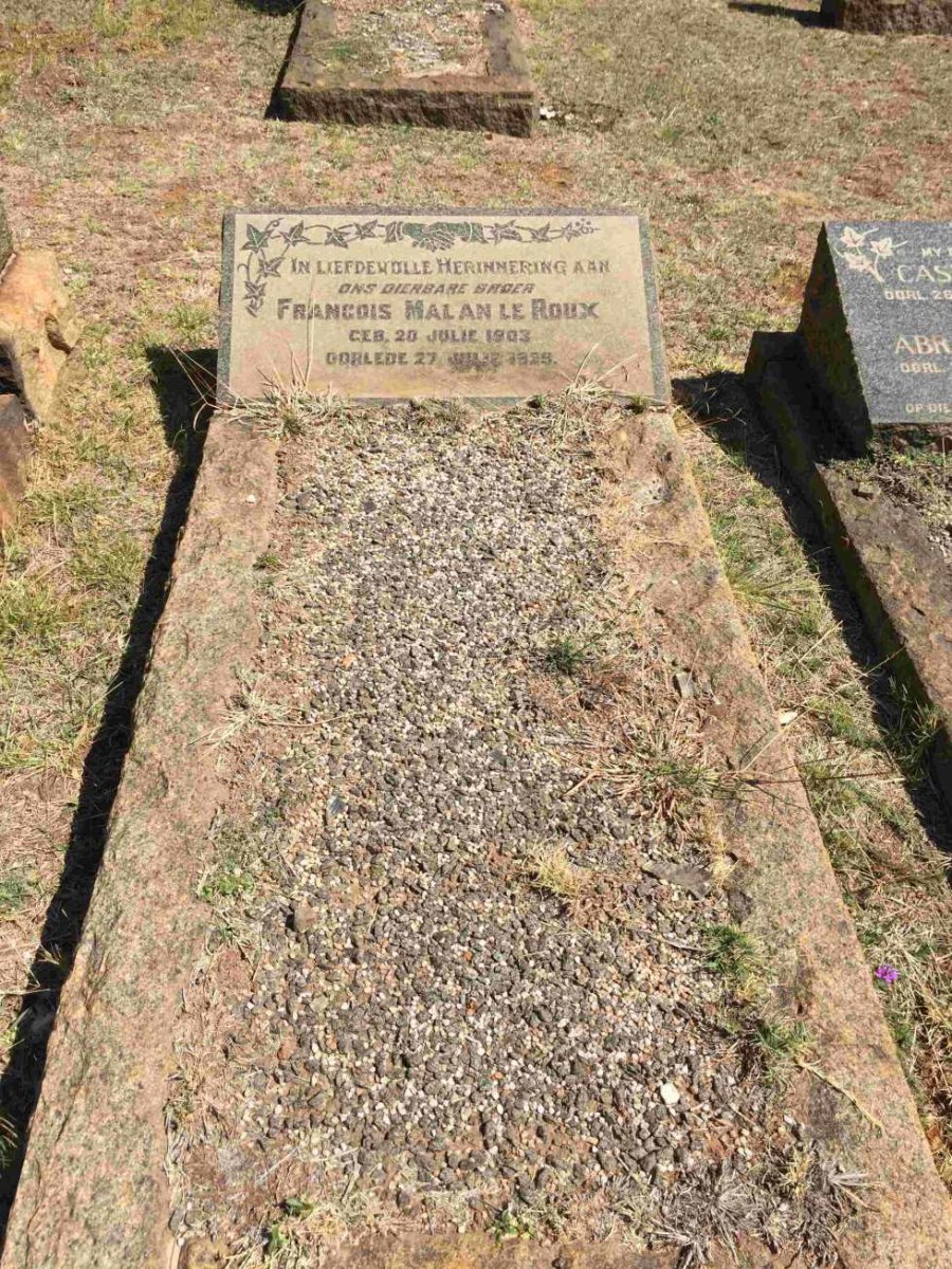 ROUX Francois Malan, le 1903-1929