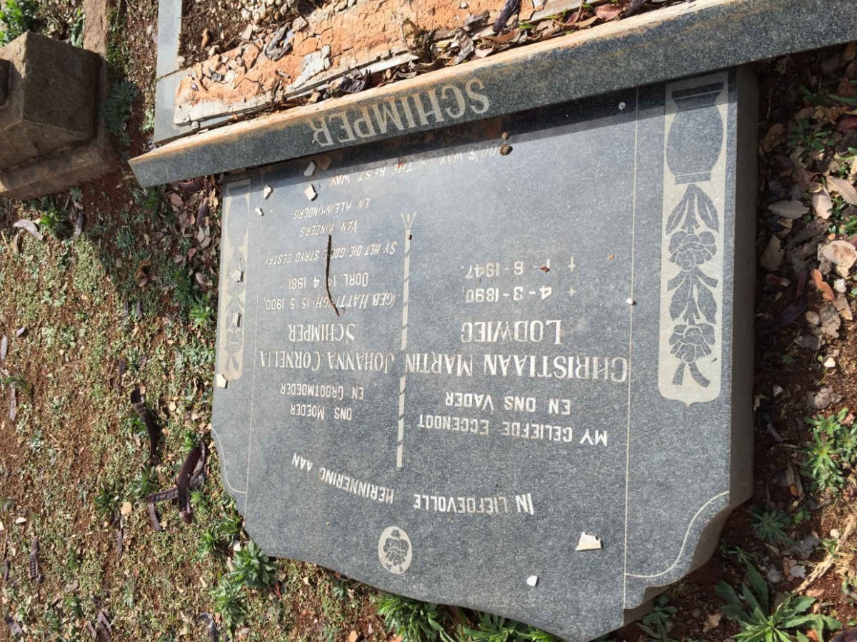 SCHIMPER Christiaan Martin Lodwieg 1890-1947 &amp; Johanna Cornelia HATTINGH 1900-1981