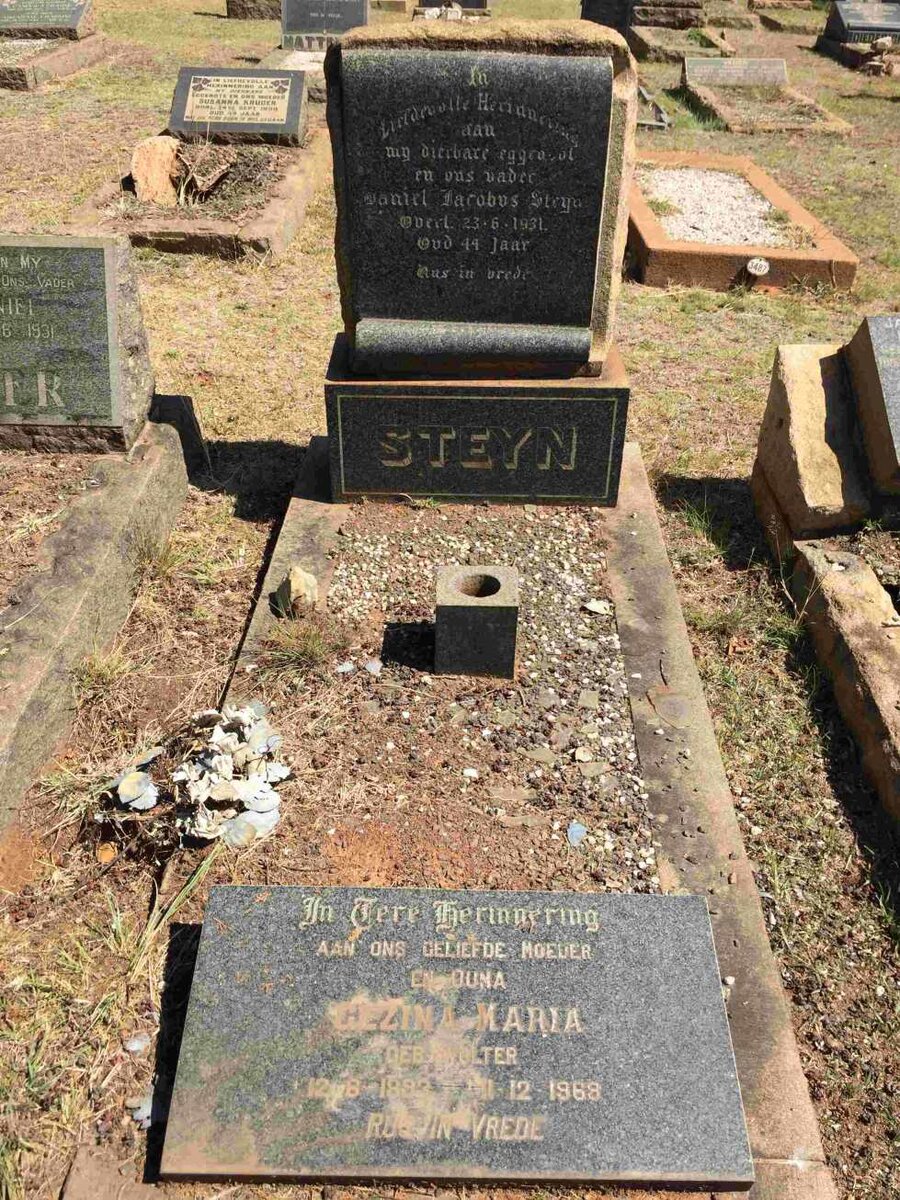 STEYN Daniel Jacobus -1931 &amp; Gezina Maria WALTER 1893-1969