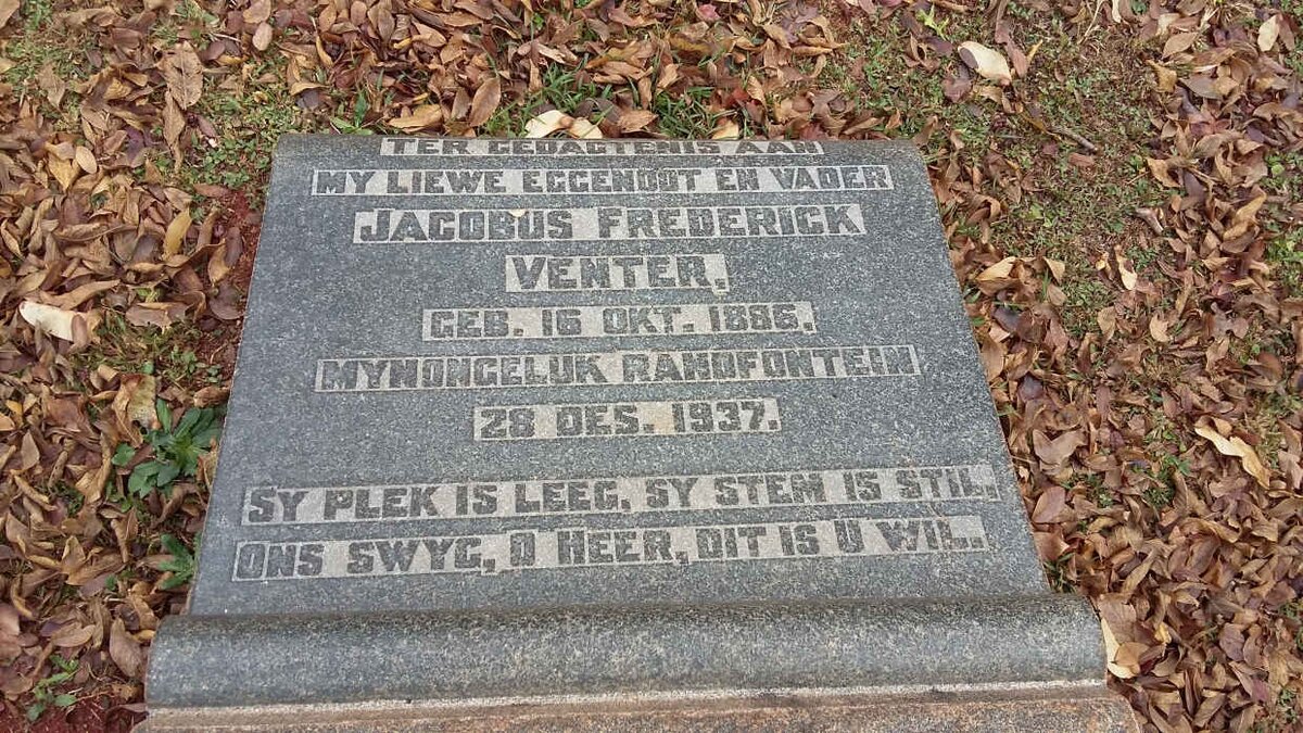 VENTER Jacobus Frederick 1886-1937