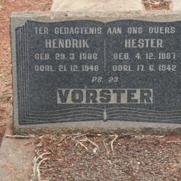 VORSTER Hendrik 1886-1948 &amp; Hester 1887-1942