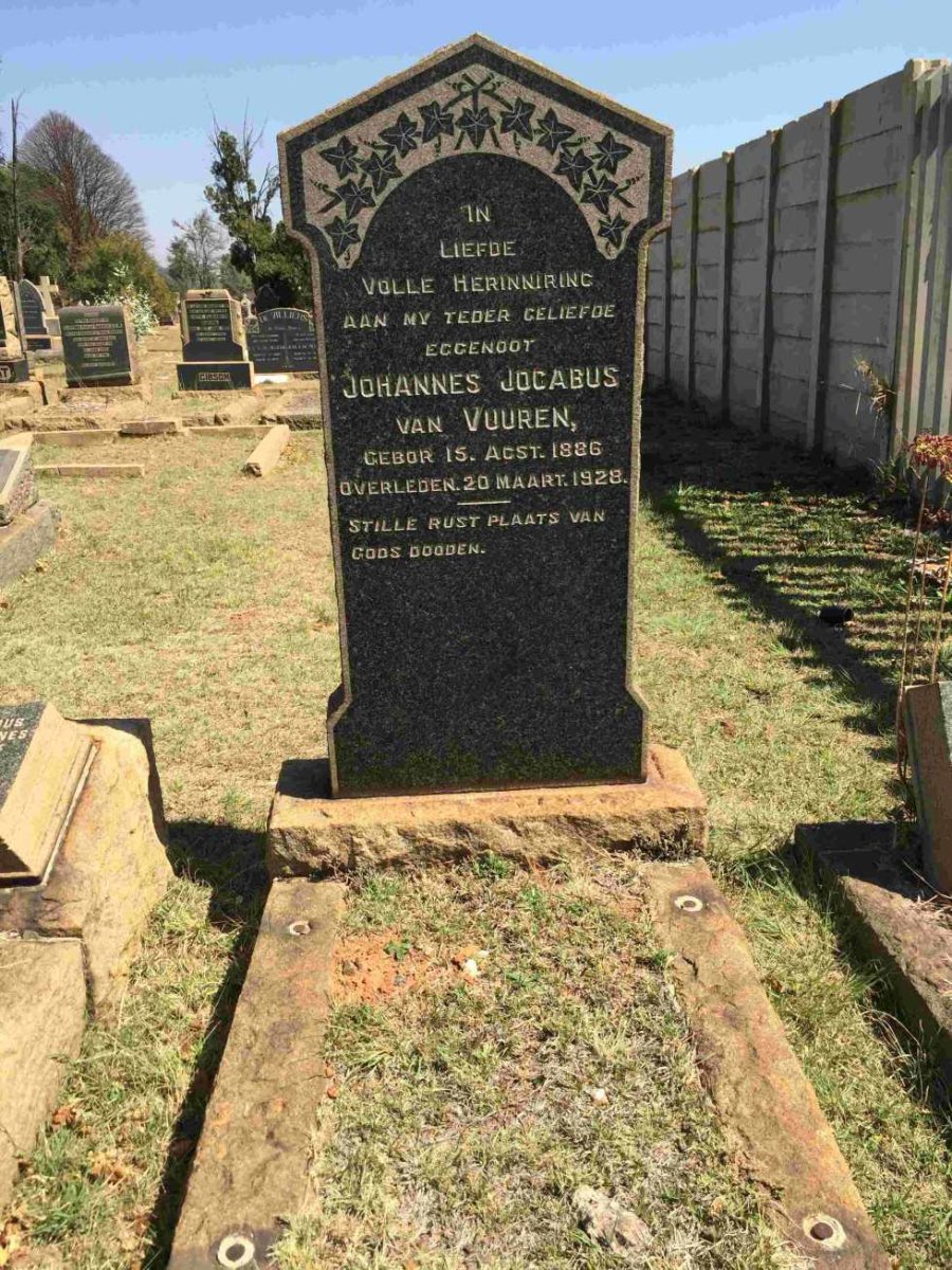 VUUREN Johannes Jacobus, van 1886-1928