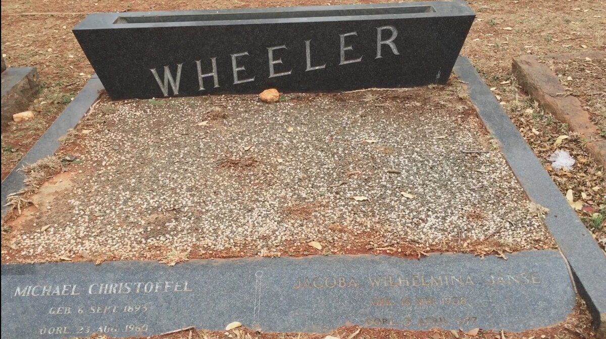 WHEELER Michael Christoffel 1893-1960 &amp; Jacoba Wilhelmina Janse 1908-19?7