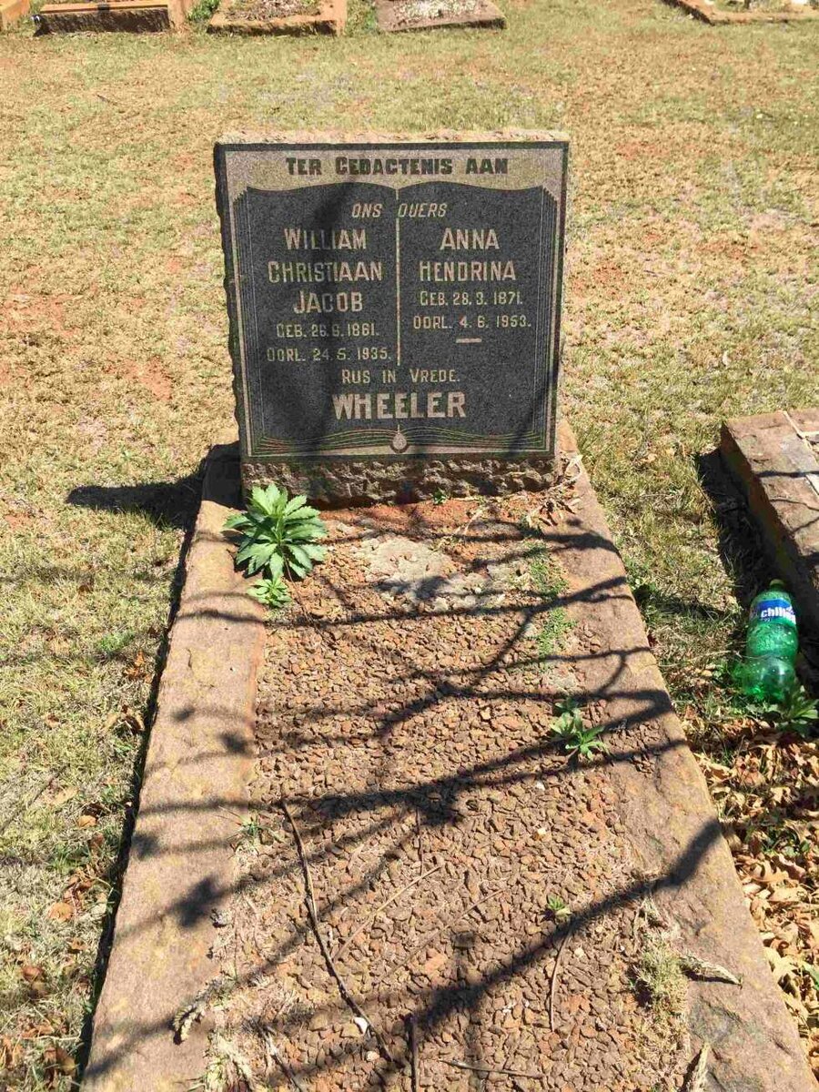 WHEELER William Christiaan Jacob 1861-1935 &amp; Anna Hendrina 1871-1953