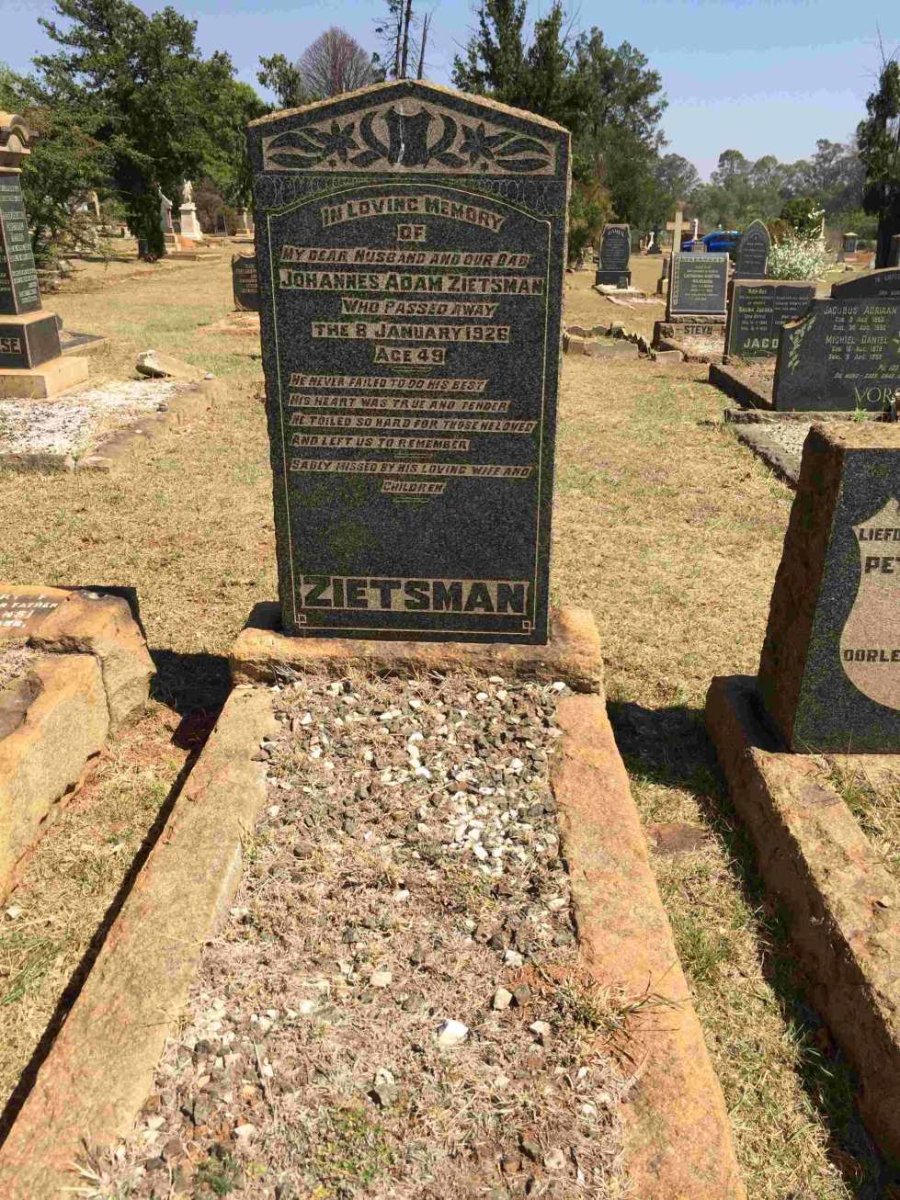 ZIETSMAN Johannes Adam -1926