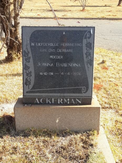 ACKERMAN Jowina Barendina 1911-1976