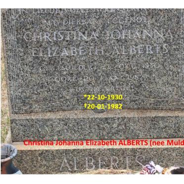 ALBERTS Christina Johanna Elizabeth nee MULDER 1930-1982