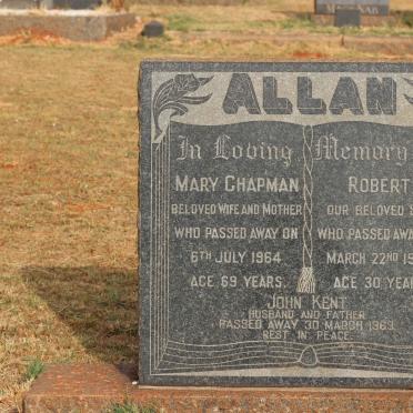 ALLAN John Kent -1969 &amp; Mary Chapman -1964 :: ALLAN Robert -1952