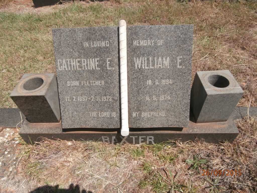 BAXTER William E. 1894-1974 &amp; Catherine E. FLETCHER 1897-1973