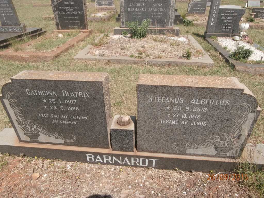 BARNARDT Stefanus Albertus 1903-1978 &amp; Cathrina Beatrix 1907-1969