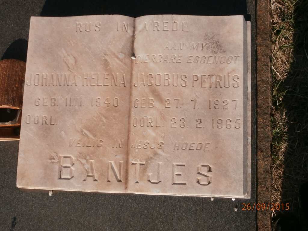 BANTJES Jacobus Petrus 1927-1965 &amp; Johanna Helena 1940-