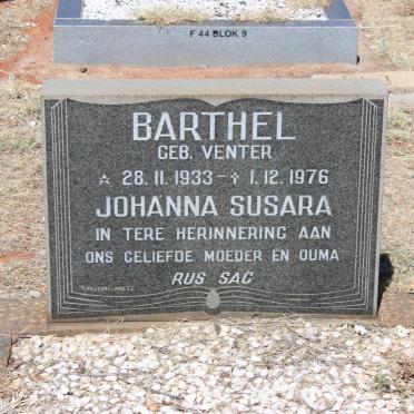 BARTHEL Johanna Susara nee VENTER 1933-1976