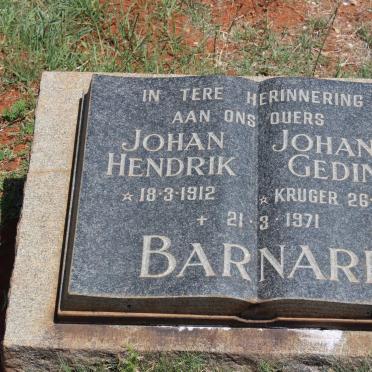 BARNARD Johan Hendrik 1912-1971 &amp; Johanna Gedina nee KRUGER 1915-1971