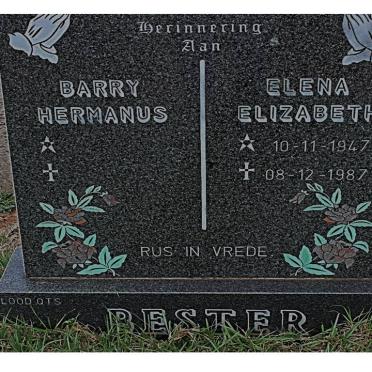 BESTER Barry Hermanus &amp; Elena Elizabeth 1947-1987