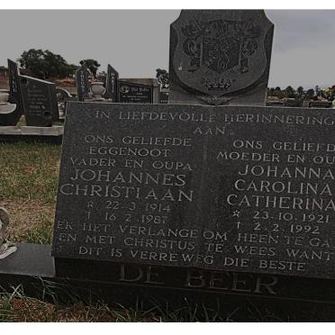 BEER Johannes Christiaan, de 1914-1987 &amp; Johanna Carolina Catherina 1921-1992