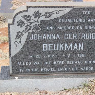 BEUKMAN Johanna Gertruida 1923-1981