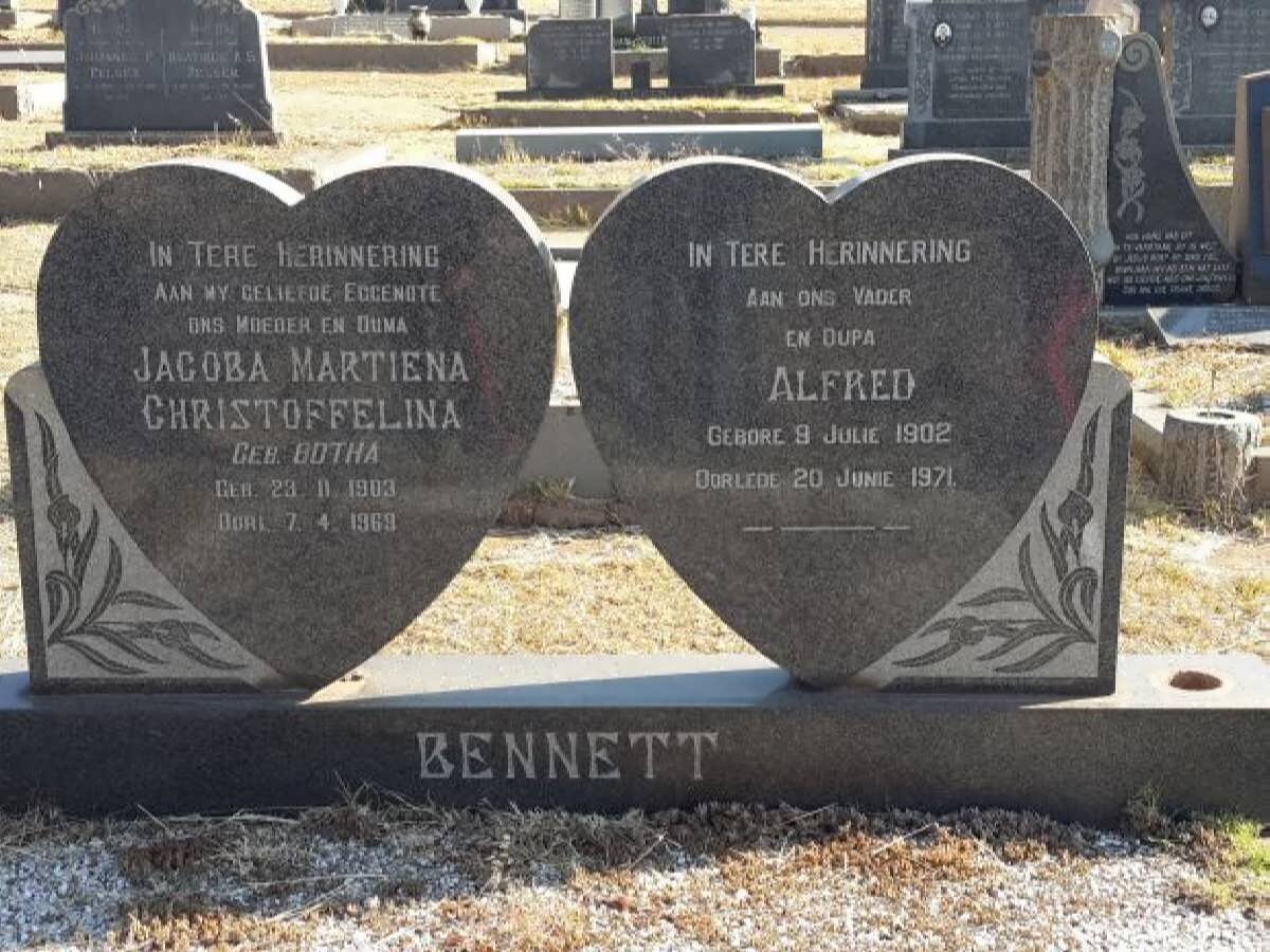 BENNETT Alfred 1902-1971 &amp; Jacoba Martiena Christoffelina BOTHA 1903-1969