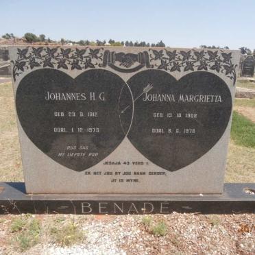 BENADE Johannes H.G. 1912-1973 &amp; Johanna Margrietta 1908-1978