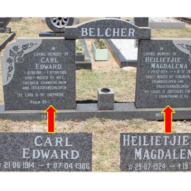 BELCHER Carl Edward 1914-1986 &amp; Heilietjie Magdalena 1924-1992