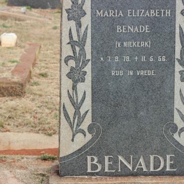 BENADE Maria Elizabeth nee V. NIEKERK 1879-1956