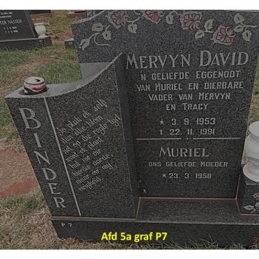 BINDER Mervyn David 1953-1991 &amp; Muriel 1958-