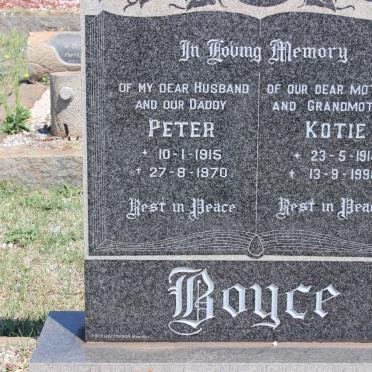 BOYCE Peter 1915-1970 &amp; Kotie 1914-1998