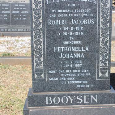 BOOYSEN Robert Jacobus 1912-1975 &amp; Petronella Johanna 1918-1997