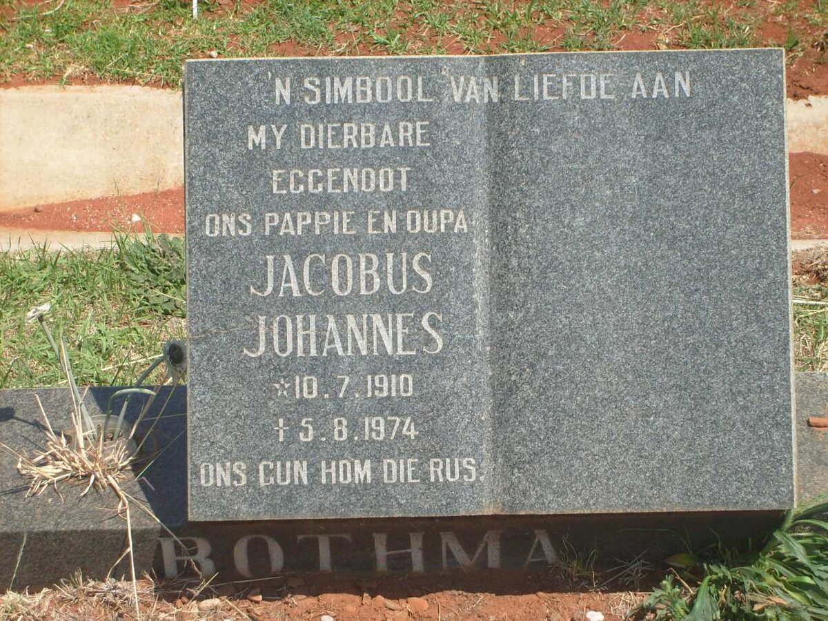BOTHMA Jacobus Johannes 1910-1974