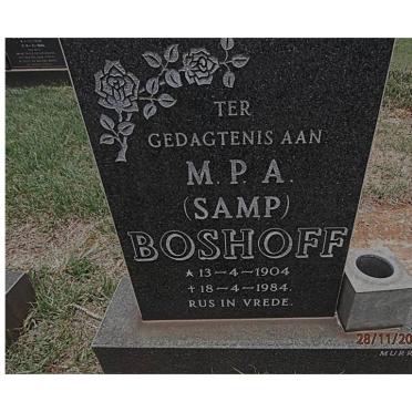 BOSHOFF M.P.A. 1904-1984
