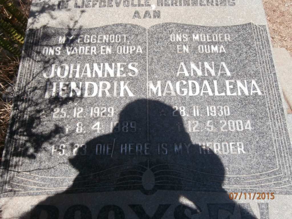 BOOYSEN Johannes Hendrik 1929-1989 &amp; Anna Magdalena 1930-2004