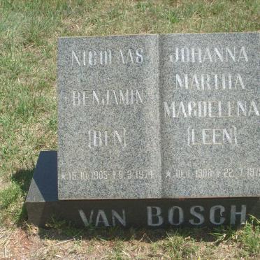 BOSCH Nicolaas Benjamin, van 1905-1974 &amp; Johanna Martha Magdelena 1908-1975