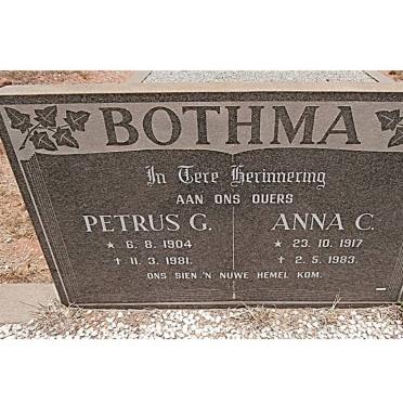 BOTHMA Petrus G. 1904-1981 &amp; Anna C. 1917-1983