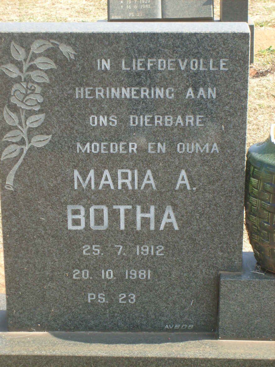 BOTHA Maria A. 1912-1981