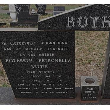 BOTHA Elizabeth Petronella nee VENTER 1953-1982