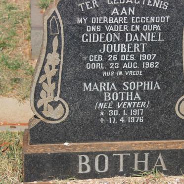 BOTHA Gideon Daniel Joubert 1907-1962 &amp; Maria Sophia VENTER 1917-1976