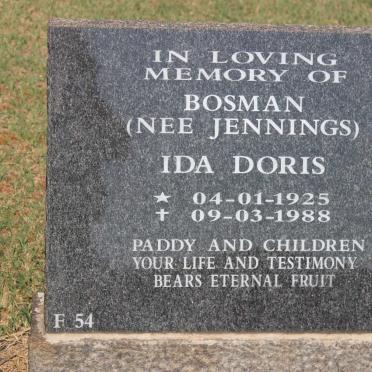 BOSMAN Ida Doris nee JENNINGS 1925-1988