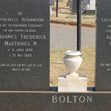BOLTON Johannes Frederick Marthinus W. 1888-1969 &amp; Alida Elizabeth NAUDÉ 1892-1970