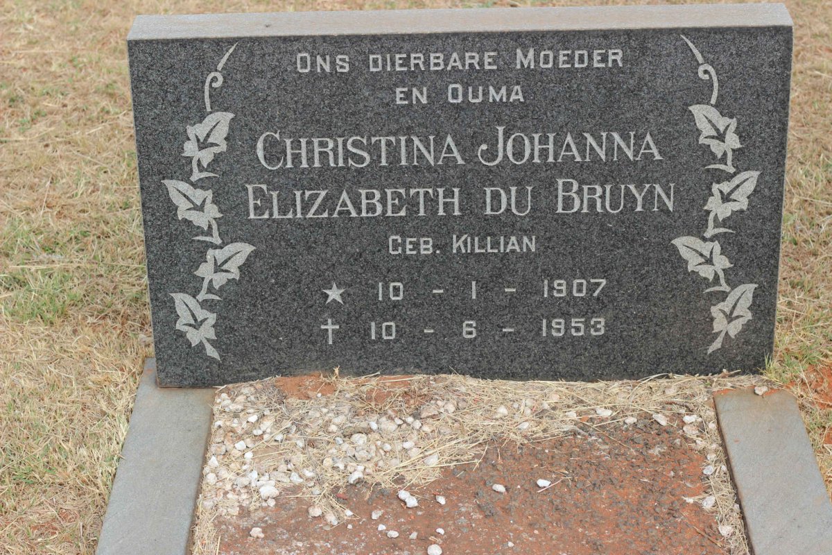 BRUYN Christina Johanna Elizabeth, du nee KILLIAN 1907-1953