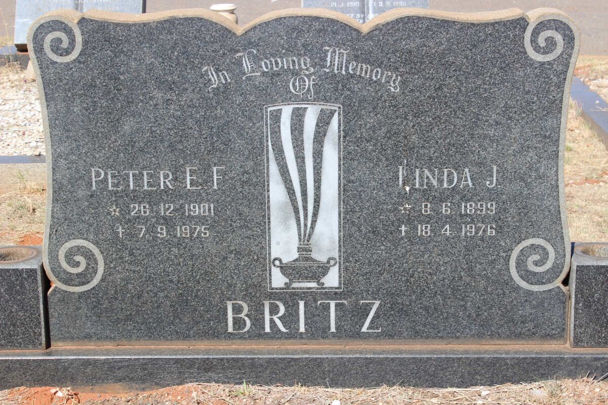 BRITZ Peter E.F. 1901-1975 &amp; Linda J. 1899-1976
