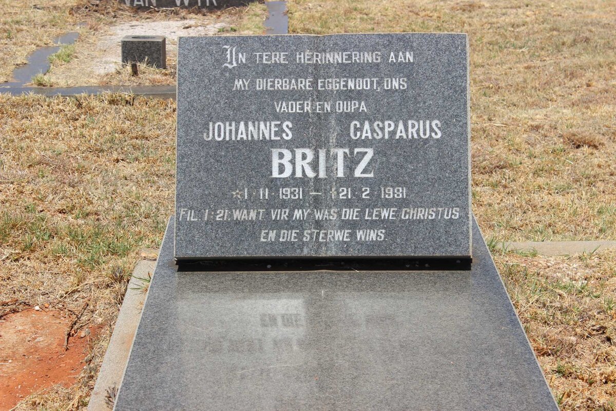 BRITZ Johannes Casparus 1931-1981