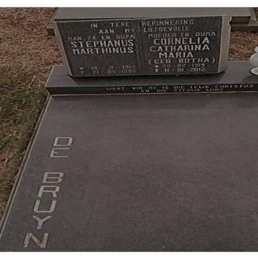 BRUYN Stephanus Marthinus, de 1917-1997 &amp; Cornelia Catharina Maria BOTHA 1919-2012