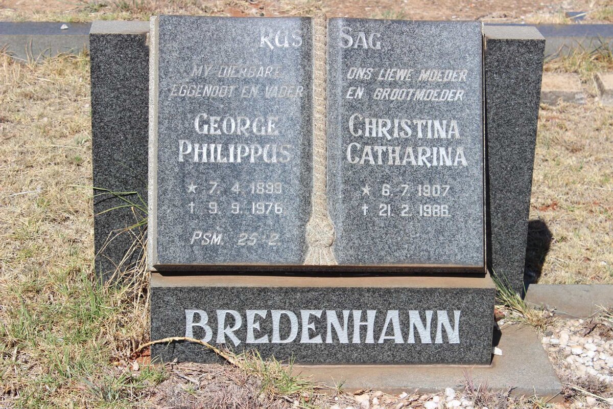BRIEDENHANN George Philippus 1899-1976 &amp; Christina Catharina 1907-1986