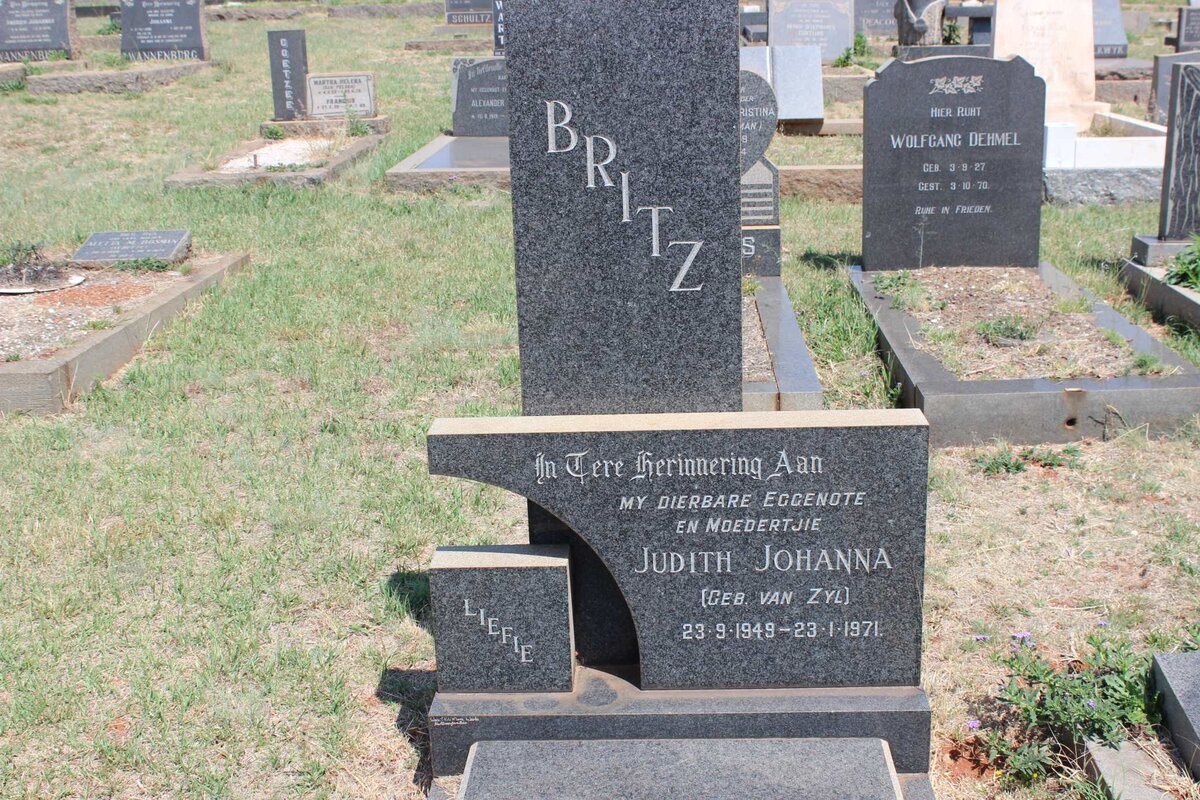 BRITZ Judith Johanna nee VAN ZYL 1949-1971