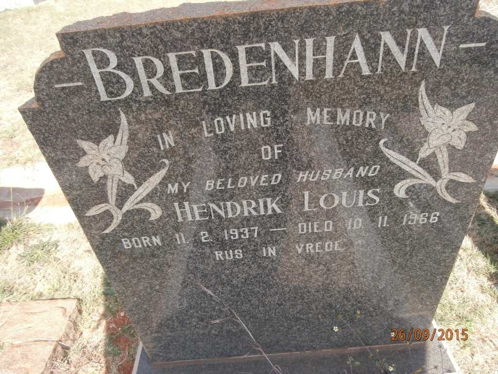 BREDENHANN Hendrik Louis 1937-1966