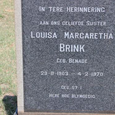 BRINK Louisa Margaretha nee BENADE 1903-1970